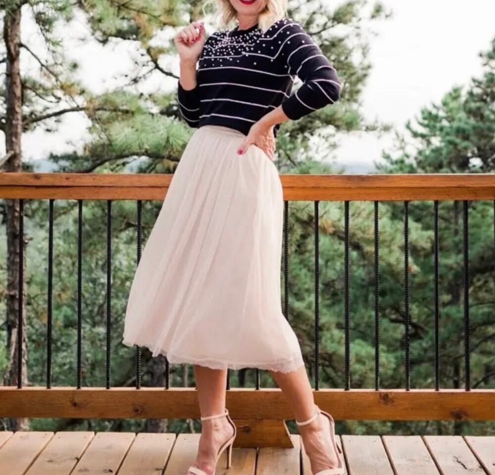 Gibsonlook | Swiss Dot Layered Midi Skirt